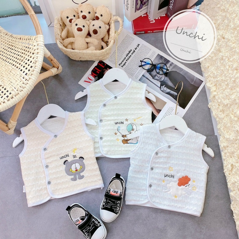 Áo gile unchi vải xốp mềm thêu cho bé yêu