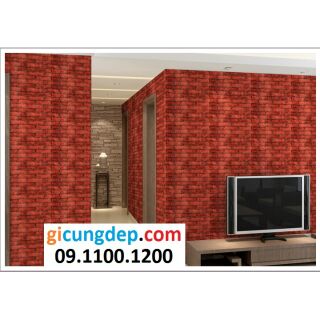 12m (6m2) Giấy dán tường giả gạch đỏ