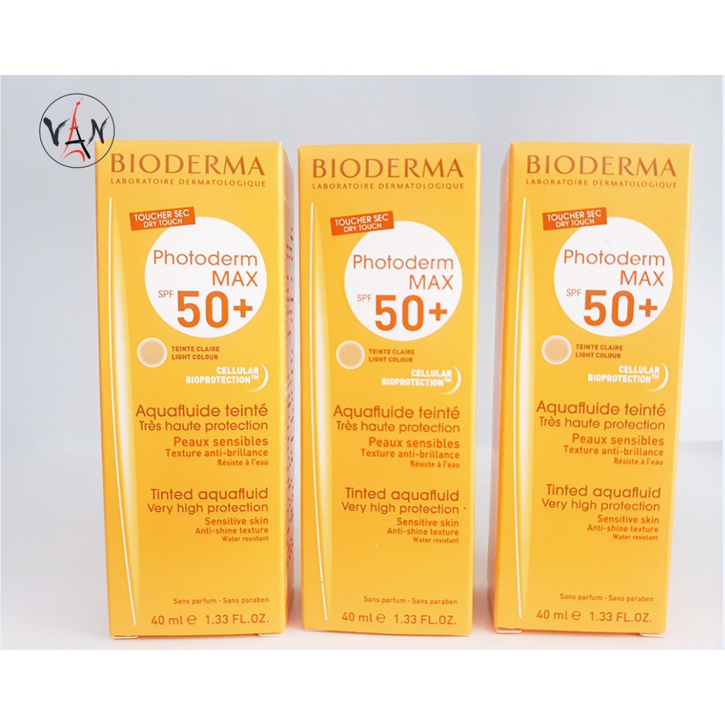 Kem chống nắng, che khuyết điểm Bioderma photoderm Max aquafluide teinte claire spf50+ 40ml