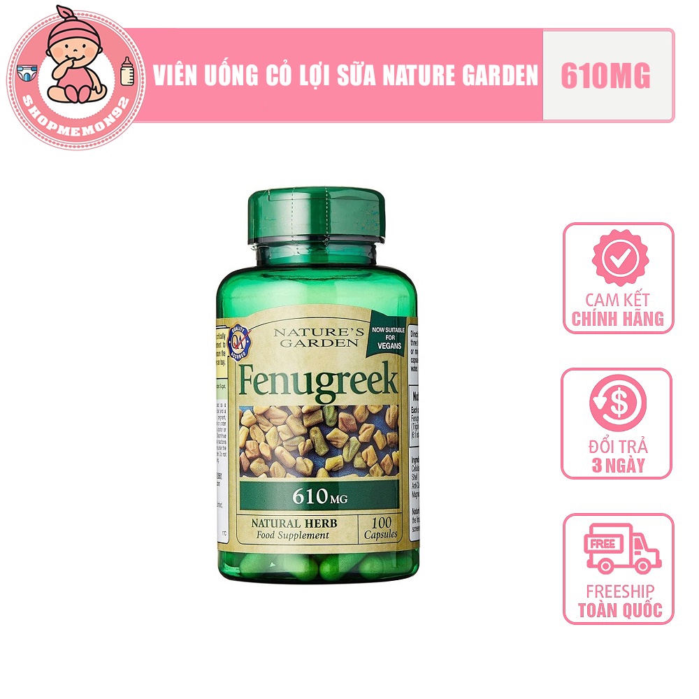 (hộp nhựa) viên uống cỏ lợi sữa Nature Garden số 1 UK 610mg