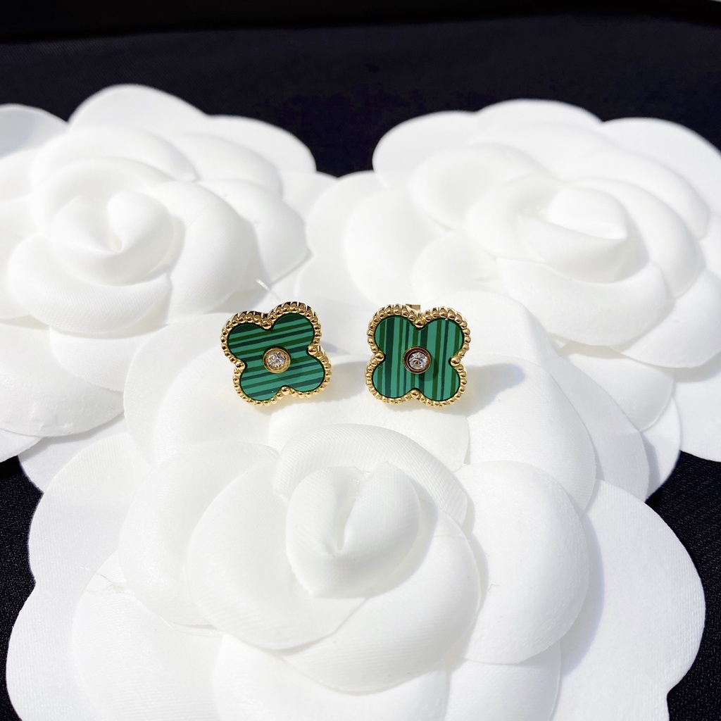 Bông tai nữ vàng Titan không gỉ và khảm xà cừ cá tính Ròm House phong cách Hàn Quốc - ms7903