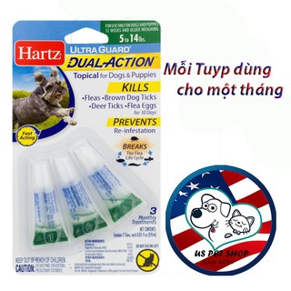 1 Tuýp nhỏ gáy tri ve bọ chét Hartz UltraGuard cho Chó (Hàng USA) 2kg-6 kg