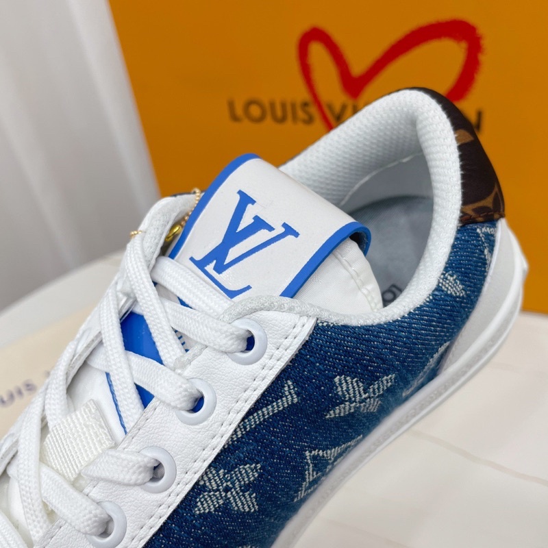 Giày thể thao nam và nữ thương hiệu Louis Vuitton LV da thật phối vải bò cao cấp