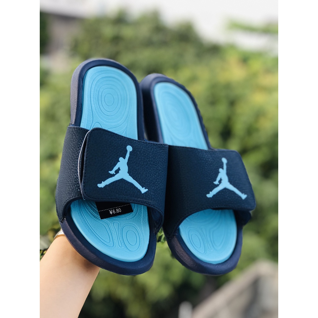 Dép jordan ♥️FREESHIP + Hộp♥️ dép bóng rổ quai ngang nam nữ màu xanh đen - mint