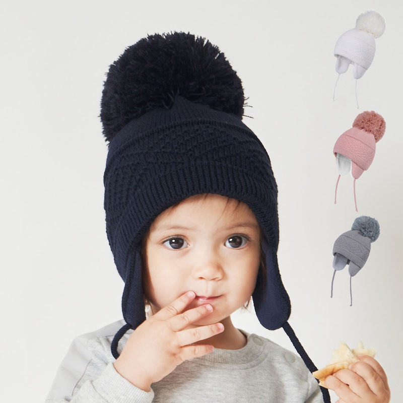 Mũ beanie Trùm Tai Giữ Ấm Màu Sắc Đơn Giản Cho Bé