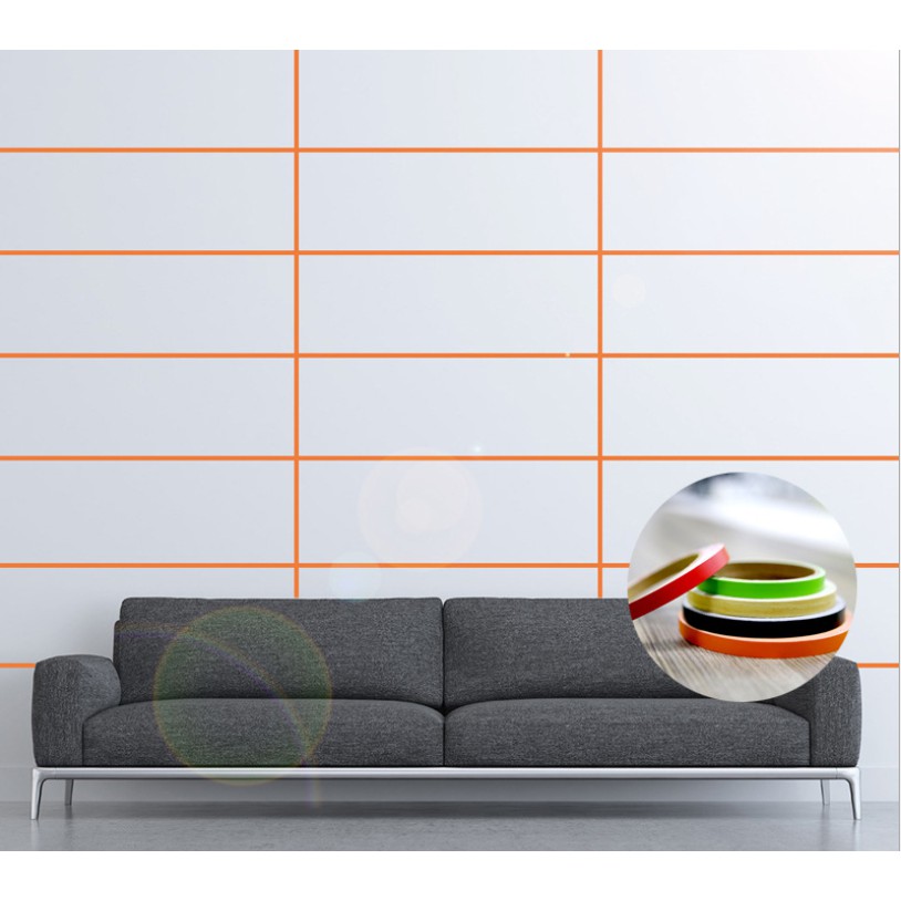 Cuộn chỉ dán viền trang trí tường XANH, ĐỎ, CAM, ĐEN 0.5cm x 50m dài