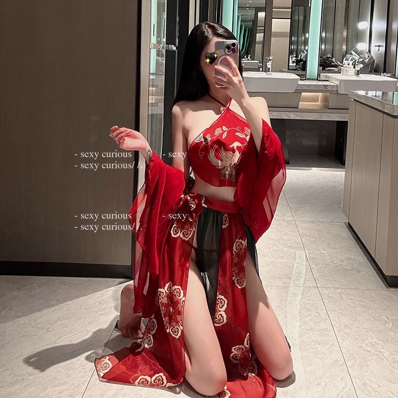 Tặng kèm chip - Váy ngủ + yếm + khăn voan hoạ tiết công cosplay quyến rũ CT05