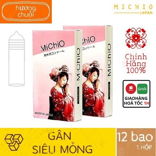 [VIDEO][CHÍNH HÃNG 100%] COMBO 2 HỘP Bao Cao Su MICHIO NHẬT BẢN,Gân và siêu mỏng, hương chuối nhẹ nhàng_ Dùng là phê