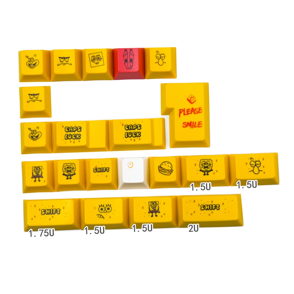 GMK Spongebob keycaps, 127 phím keycaps Cherry Profile DYE-SUB Cá nhân hóa GMK Keycaps cho bàn phím cơ