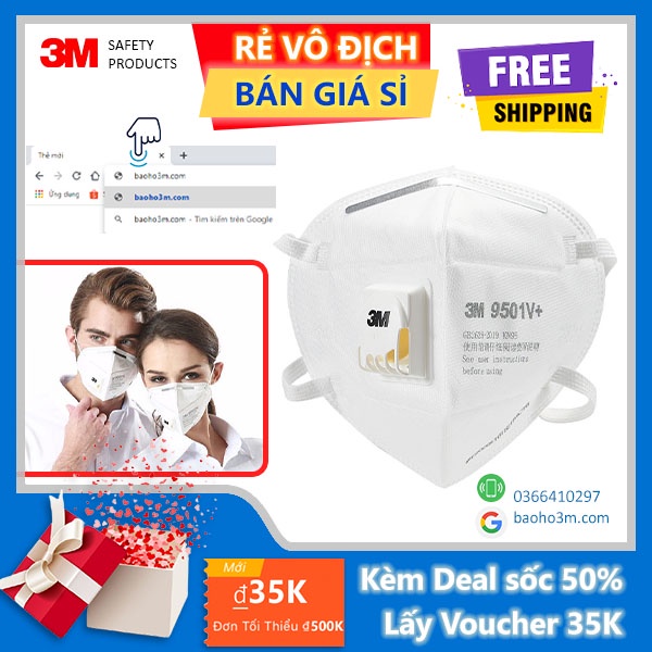 [LẺ 1 CÁI] khẩu trang 3M 9501V+quai chun đeo qua tai- tiêu chuẩn KN95 chống bụi mịn PM2.5, chống dịch | BigBuy360 - bigbuy360.vn