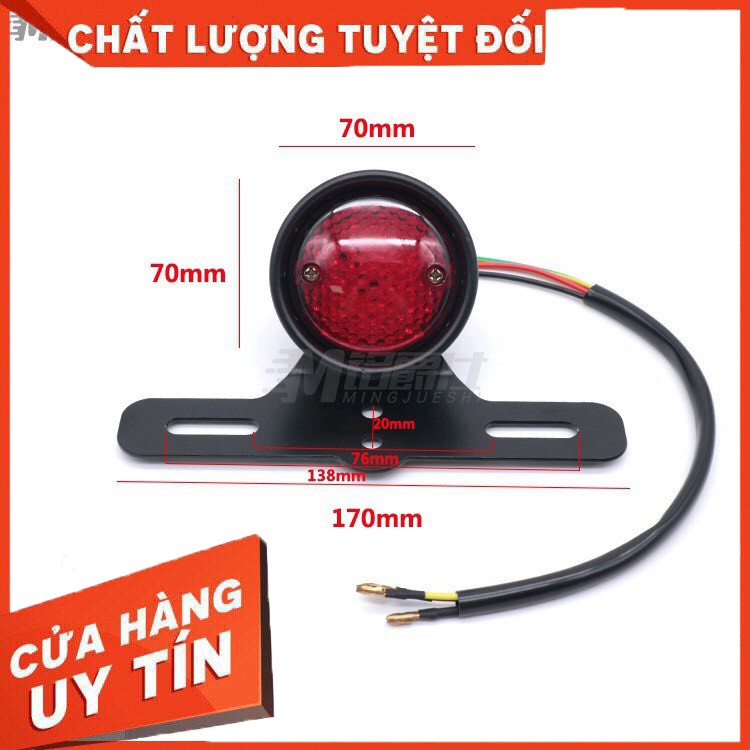 Đèn hậu độ Tổ Ong viền sắt có kèm pad biển số chất liệu thép sơn tĩnh điện