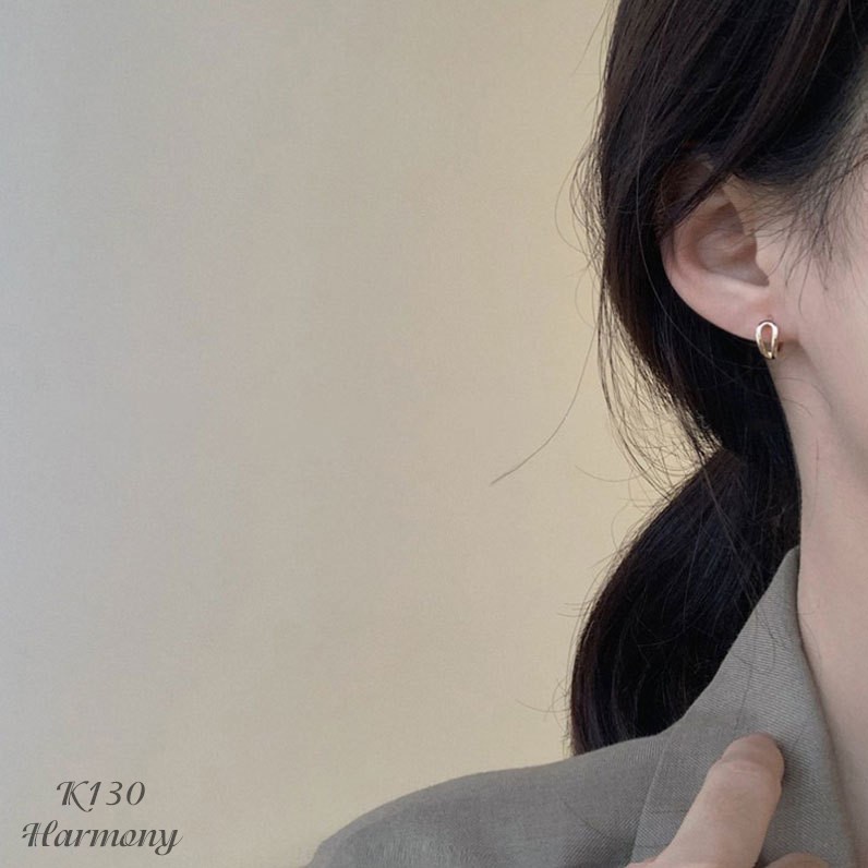 Bông khuyên tai nữ bạc tròn hình giọt nước xinh xắn, cá tính, phong cách Hàn Quốc Nancy | HARMONY ACCESSORIES K130
