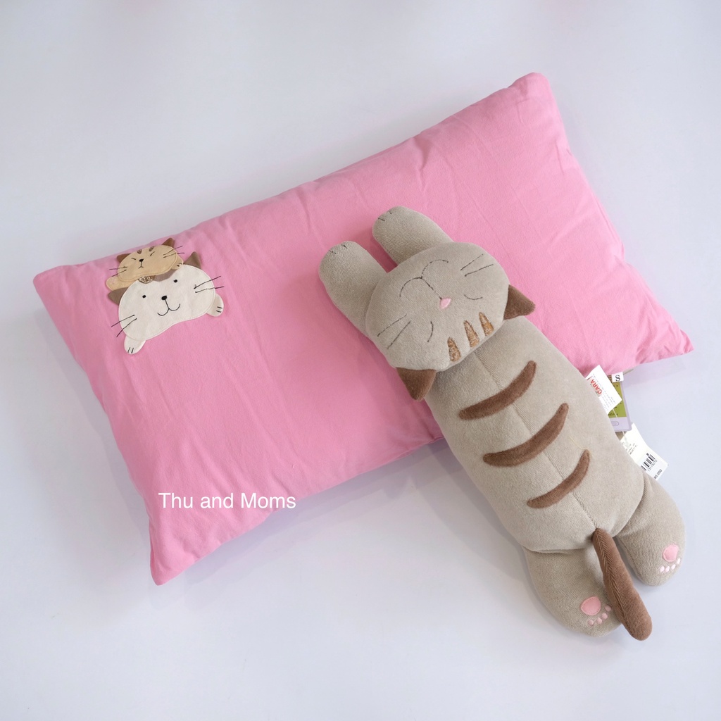 Size S 30x50cm Gối và vỏ gối cho bé Hikosen Cara Nhật Bản vải cotton tự nhiên mềm mát V-Z17-188