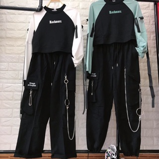 Set áo raplang , quần kaki dây xích
