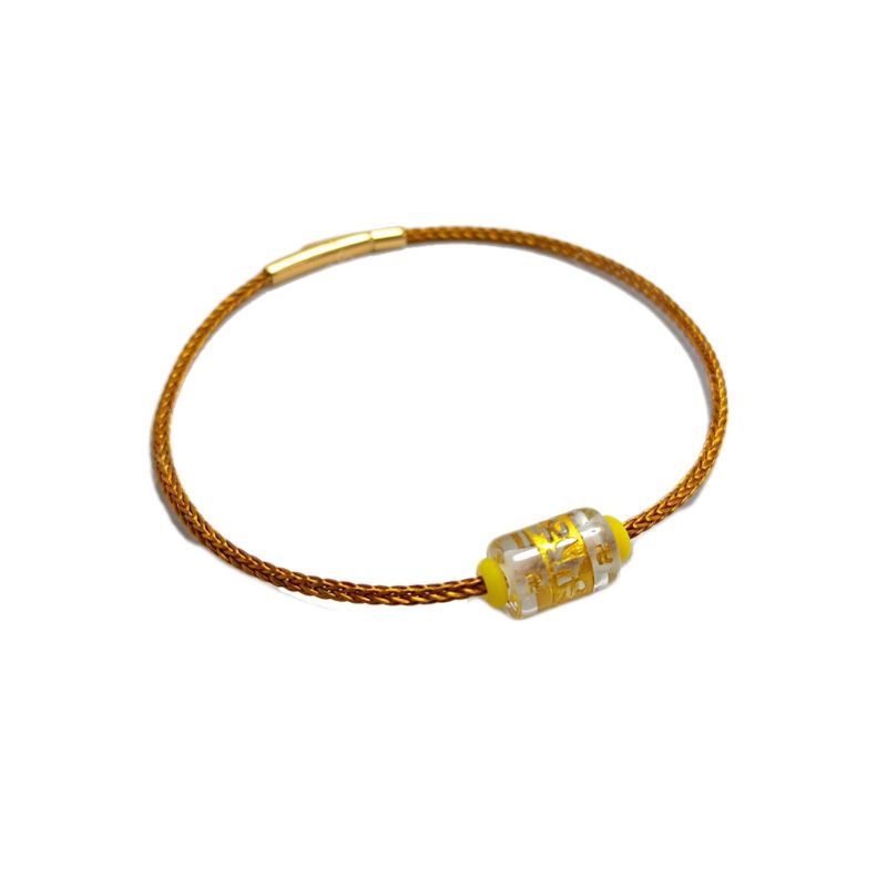 Vòng tay lu thống khắc chú Ommani dây cáp khóa bấm bền đẹp