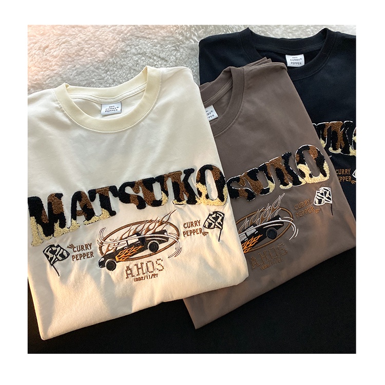 Áo Thun Nữ Ngắn Tay Thêu Chữ Mặt Trước Và Sau Lưng