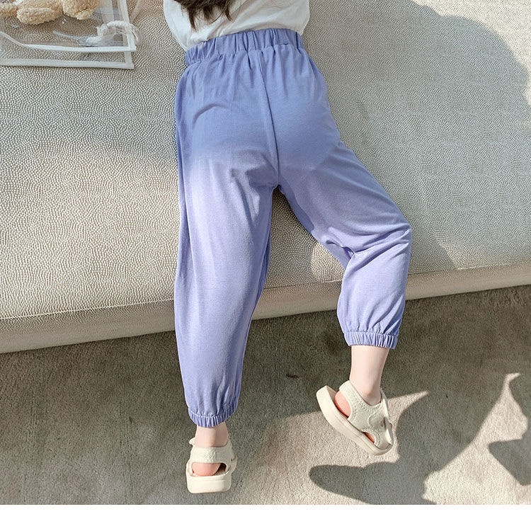 Quần dài thể thao chống muỗi dáng rộng màu sắc trơn phong cách Hàn Quốc thời trang mùa hè dành cho bé gái