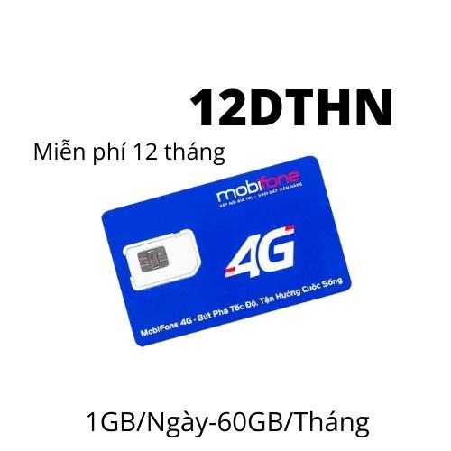 (Miễn phí 12 tháng) SIÊU SIM 1 TỶ DATA. 12DTHN, Mobifone, ko giới hạng lượng truy cập, đặt hàng mới kích hoạt gói.