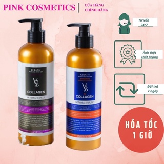 Dầu gội xả collagen v76 siêu mềm mượt, phục hồi tóc hư tổn - hàng chính hãng 800mlx2