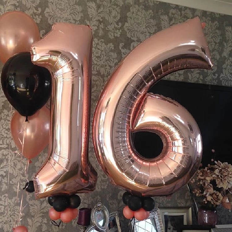 Bong bóng lá nhôm 16inch hình chữ số trang trí tiệc sinh nhật
