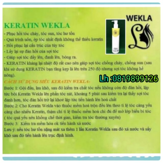 KERATIN PHỤC HỒI TÓC HƯ TỔN TÓC NÁT WEKLA KERATIN ĐỨC 500ML