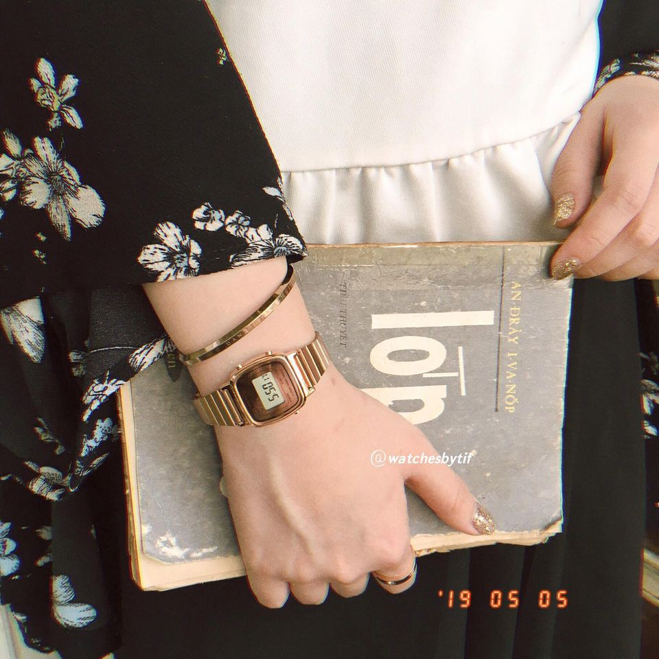 Đồng hồ điện tử dây kim loại SKMEI DUPE rose gold đồng hồ nữ mặt nhỏ thời trang size 22mm Watchesbytif báo thức bấm giờ | BigBuy360 - bigbuy360.vn