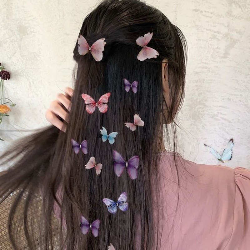 Bộ 5 kẹp tóc hình bướm ba chiều đính đá giả kim cương HAIMEIKANG dành cho bé gái công chúa ngọt ngào