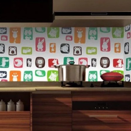 Decal dán bếp tráng nhôm cách nhiệt thú xinh khổ 0.6m keo sẵn (giá bán 1m dài)