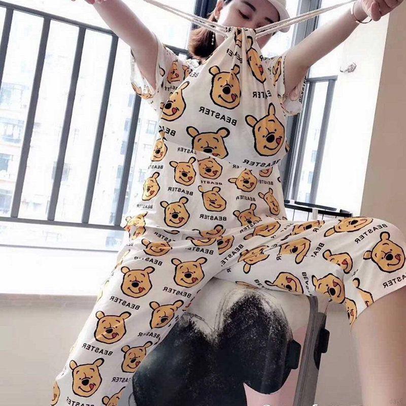 Bộ đồ ngủ dáng rộng in hình hoạt hình thời trang cho nữ