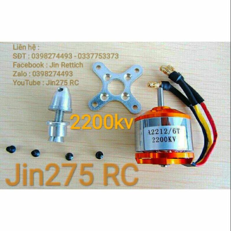 Siêu SOCK  Motor không chổi than 2212_  1400- 2200- 2450kv đã hàn jack( động cơ 3 pha )