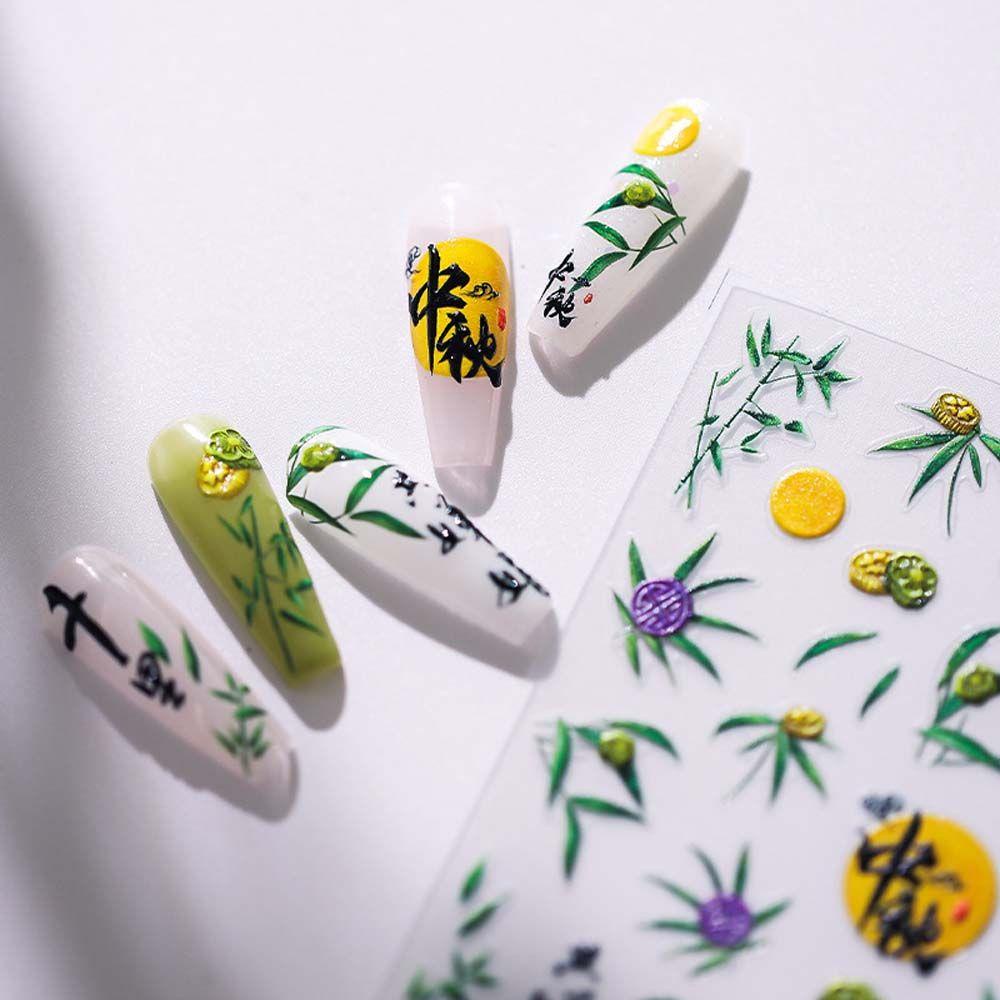 Miếng Dán Móng Tay Hình Hoa Sen / Mặt Trăng Phong Cách Trung Hoa Cổ Điển Thời Trang