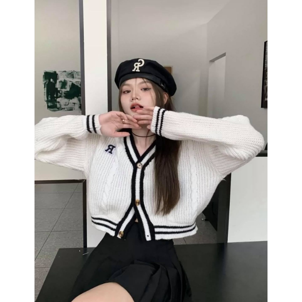 Áo khoác len cardigan bo tay viền màu siêu xinh- XONXEN 468 LÊ DUẨN ĐÀ NẴNG- MÃ 0311