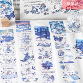 Dải nhãn dán sticker màu xanh dễ thương Tả Bí Lù Store