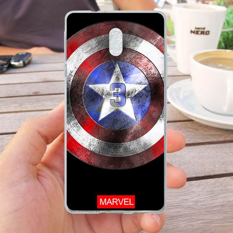 Ốp lưng silicone in hình khiên Captain America có số 3 cho Nokia 3 3.1 X6 5 5.1 6.1 6 7 8 3310 2G 2018 Plus