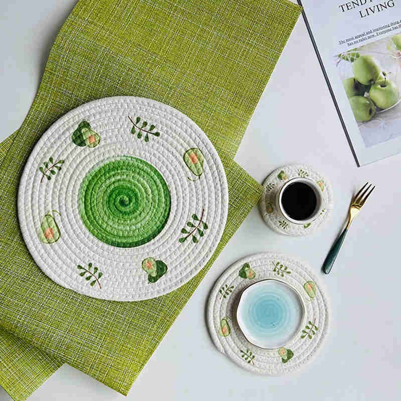 Miếng Lót Nồi Cách Nhiệt Bằng Dây Cotton Bện Hình Tròn Dễ Sử Dụng