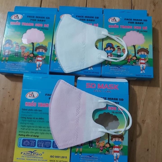 Bịch 10 cái khẩu trang 5D Mask kids cho bé