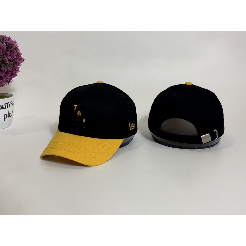 Nón kết Mũ lưỡi trai LA đen mix vàng logo thêu tinh tế dành cho mọi lứa tuổi Free size