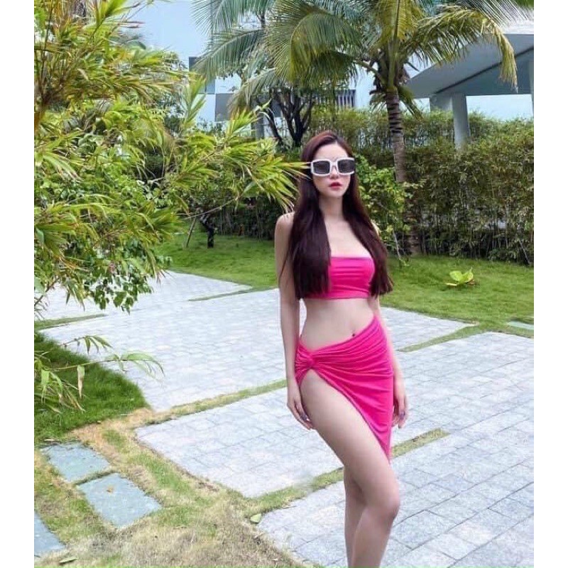 Bikini Đồ Bơi Set 3 Món Đi Biển Lệch Vai GK0301 (Nhiều Màu)