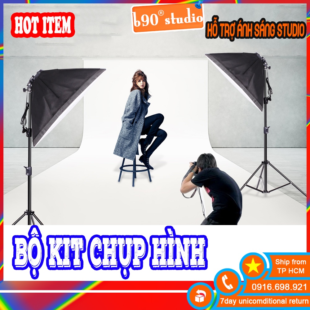 🔥 GIÁ SỈ 🔥 Bộ KIT SOFTBOX studio chụp ảnh, quay phim, Livestream chuyên nghiệp, cao 1.7m softbox 50x70cm