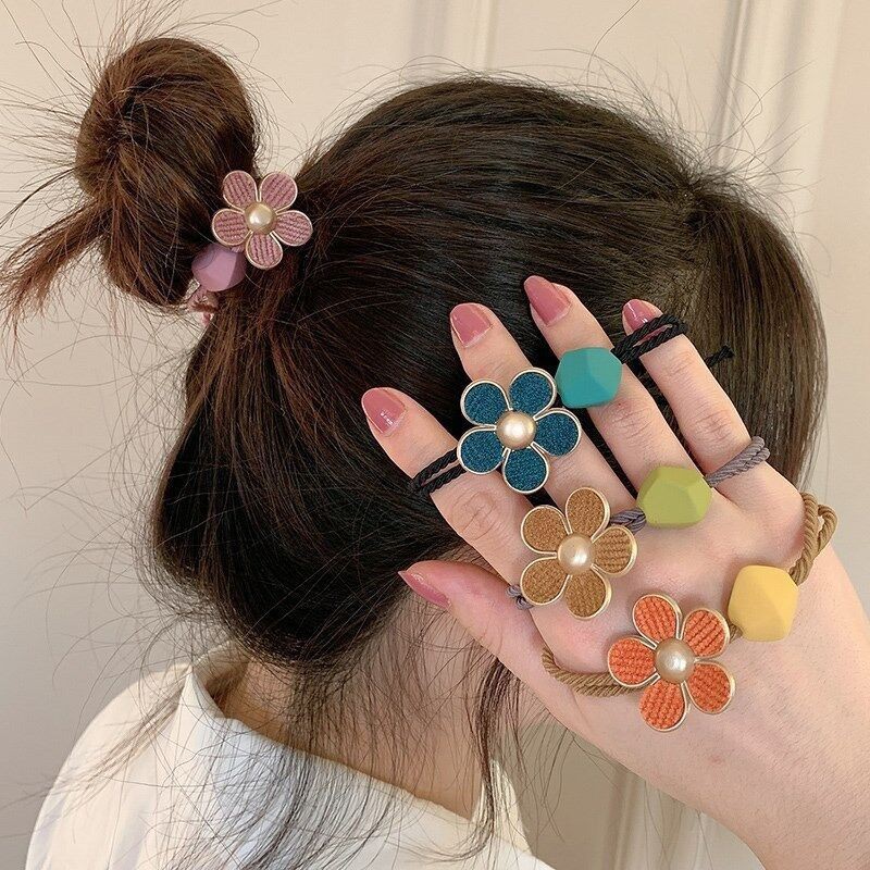 (MỚI) Dây buộc tóc cài tóc DIY đính hoa handmade cho bạn gái bé gái nhiều màu