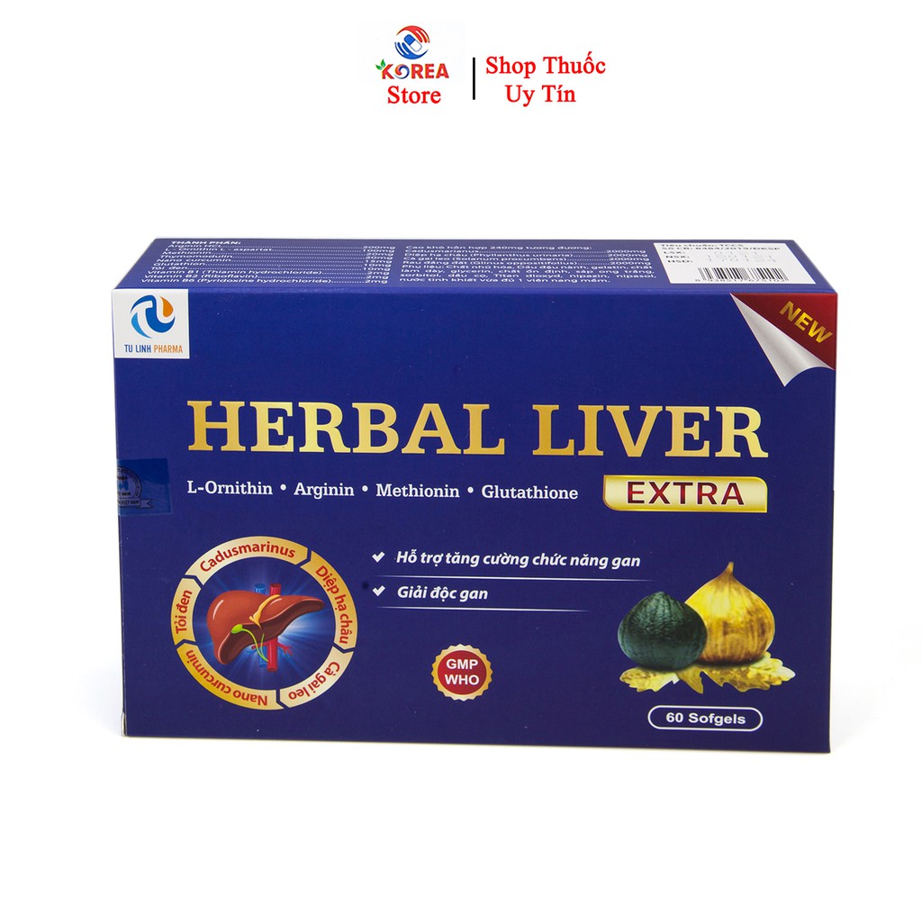 Bổ gan HEBAL LIVER EXTRA gải độc mát gan, tăng cường chức năng gan, hộp 60 viên