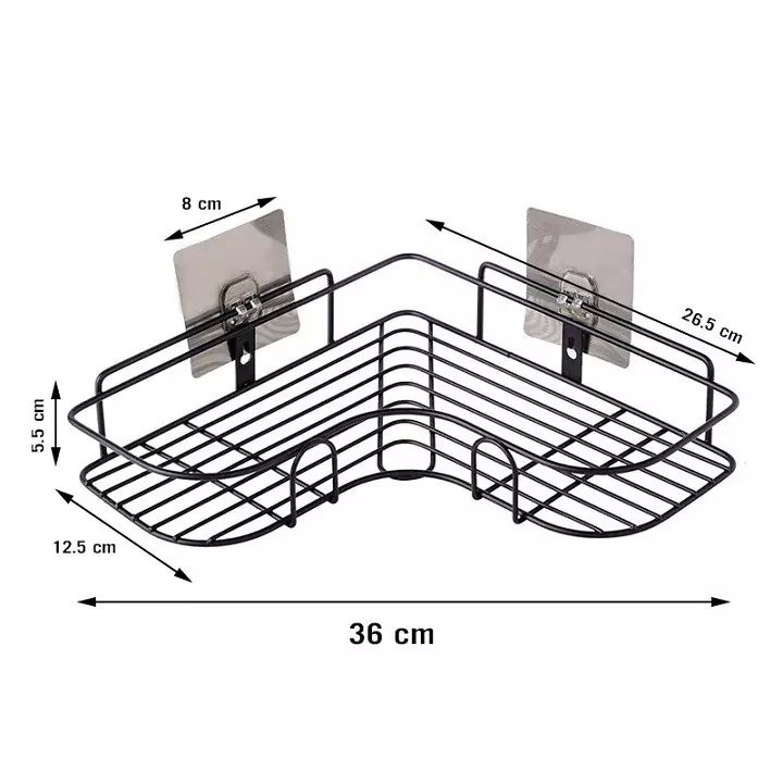 Kệ Đựng Gia Vị Nhà Bếp, Kệ Để Đồ Nhà Tắm Đa Năng Màu Đen Dán Tường Full Hộp