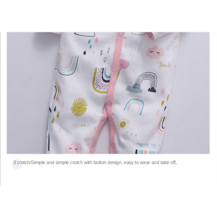 Áo Liền Quần Tay Dài Bằng Cotton Cho Bé Sơ Sinh 0-12 Tháng Tuổi