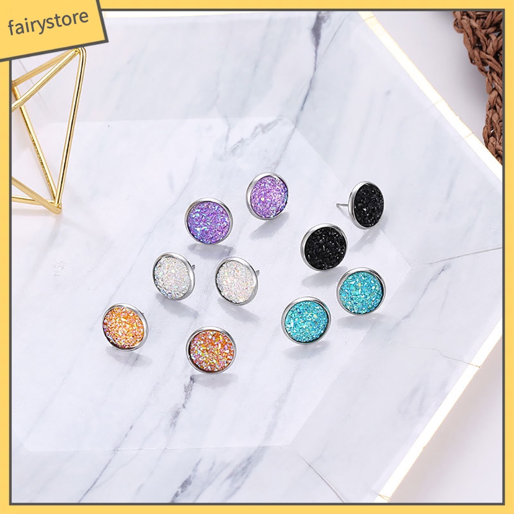 Đôi bông tai hình tròn bằng thép không gỉ kiểu dáng thời trang phong cách cho nữ