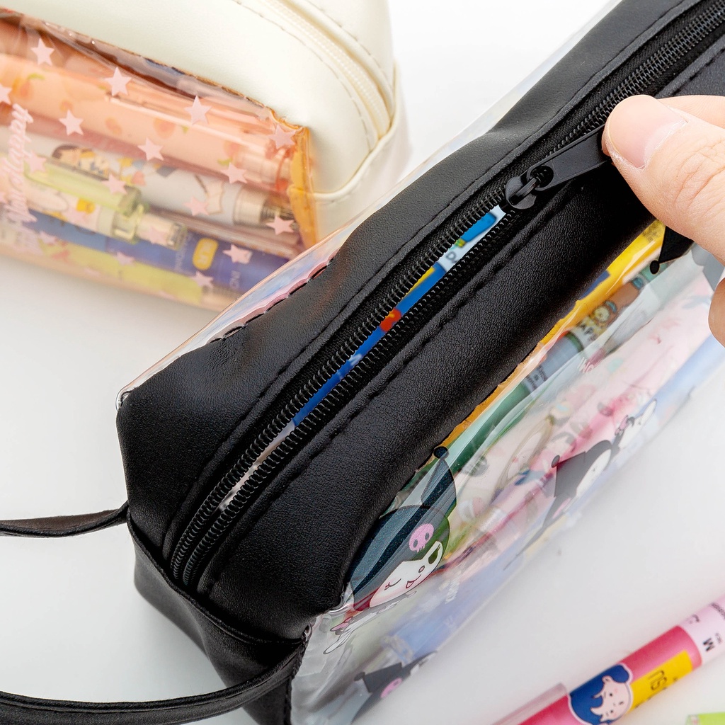 Túi Đựng Bút Bằng PVC Trong Suốt Họa Tiết Hoạt Hình Dễ Thương