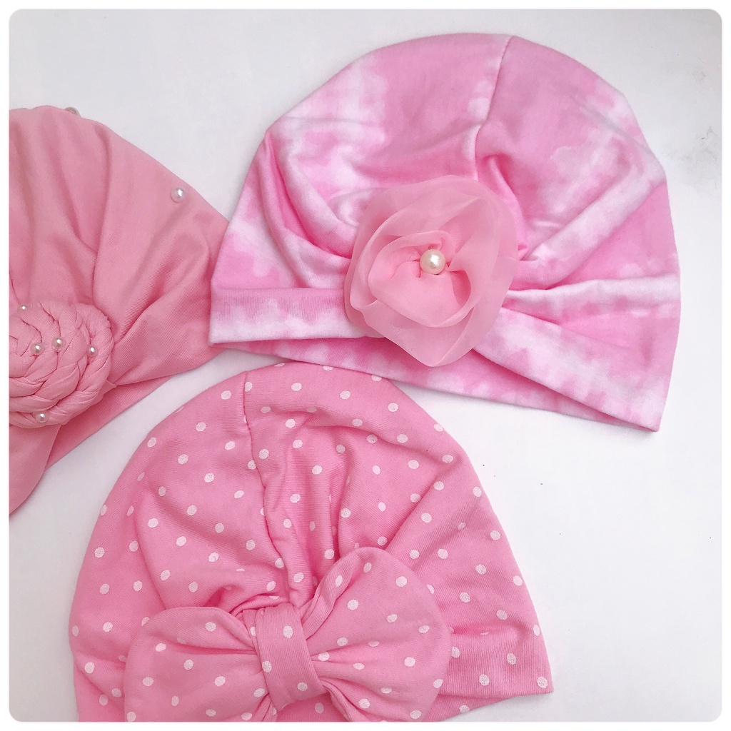 Mũ turban cho bé, mũ xoắn ốc, mũ nơ size 5-10kg thoáng mát, không hằn đầu, kiểu dáng xinh xắn - Pigbaby