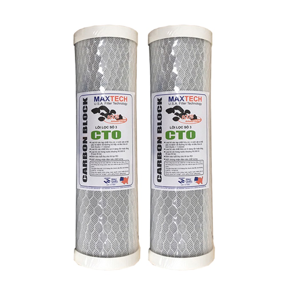 Combo 10 lõi lọc nước số 3 - Lõi CTO Maxtech lõi than hạt tính dạng ép