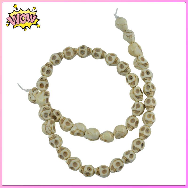 Chuỗi Hạt Hình Đầu Lâu Màu Trắng Ngọc Lam 1 Sợi Dùng Làm Trang Sức Thủ Công