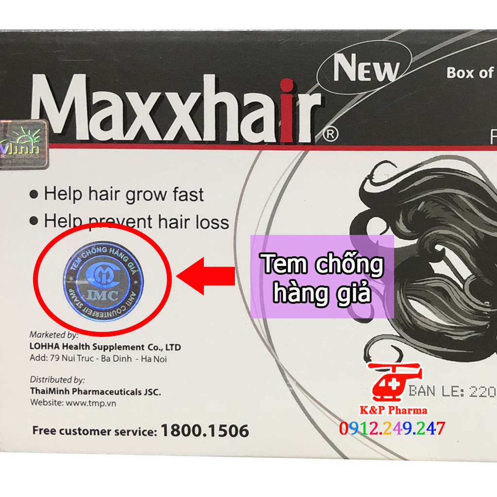 Maxxhair kích thích mọc tóc - Ngăn ngừa rụng tóc - 6 tặng 1 chính hãng - Maxhair