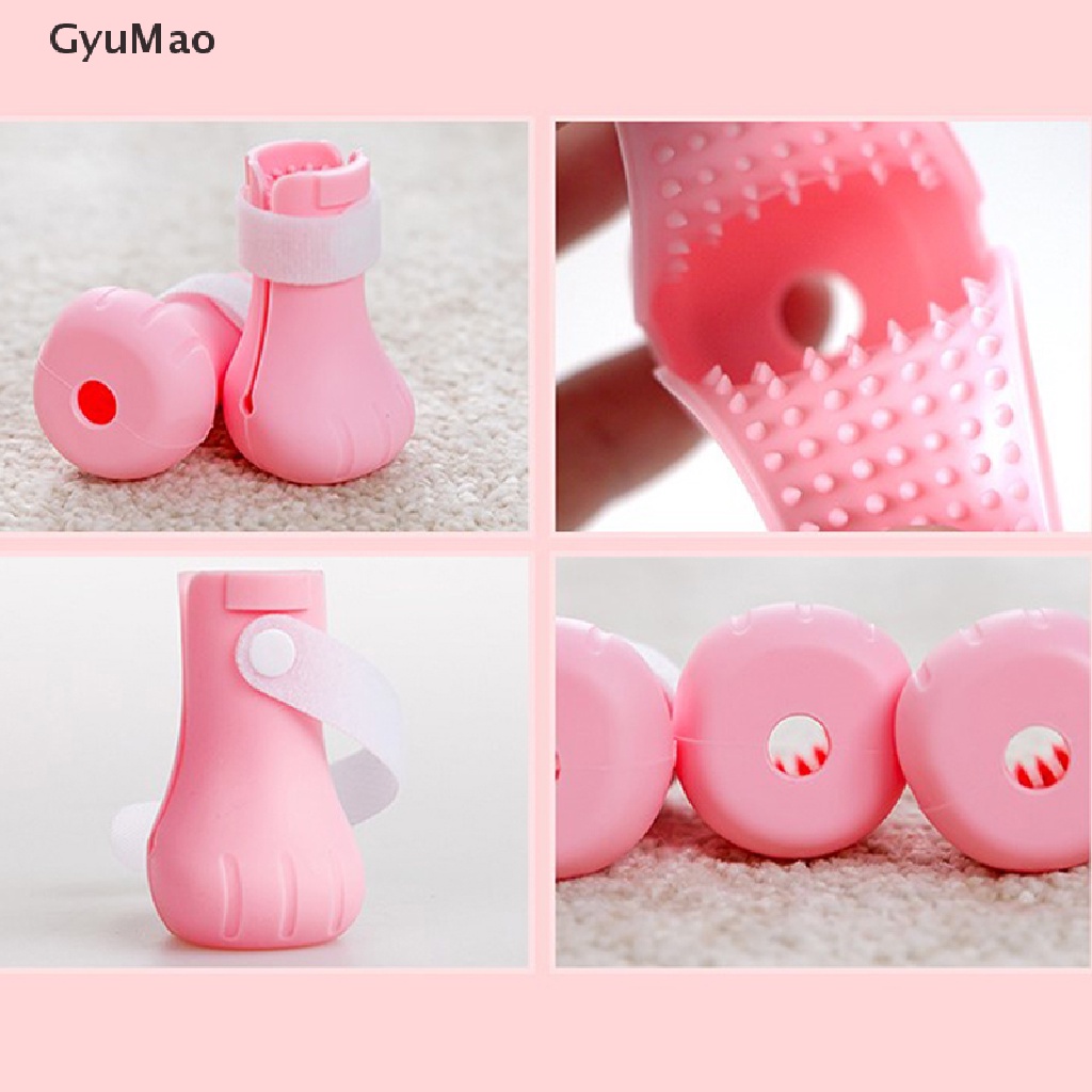 [cxGYMO] 4pcs Adjustable Pet Cat Paw Protector for Bath Soft Silicone Shoes Cat Paw Cover  HDY